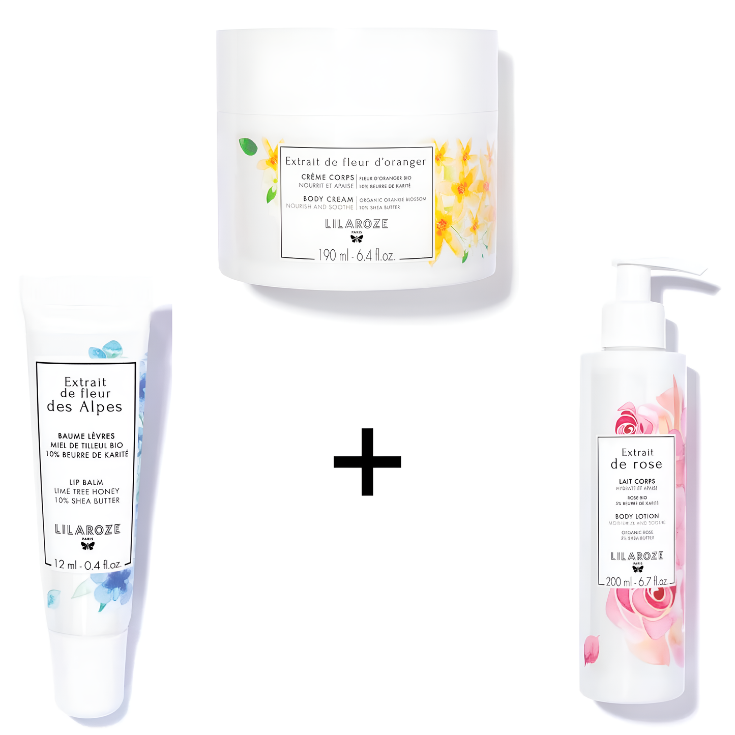 Lilaroze Paris - Pack Eau Micellaire Extrait de Rose Nettoie et Démaquille Bio + Gel Mains Nettoyant Extrait de Fleur d'Oranger + Crème Mains Extrait de Fleur Des Alpes Nourrit et Protège