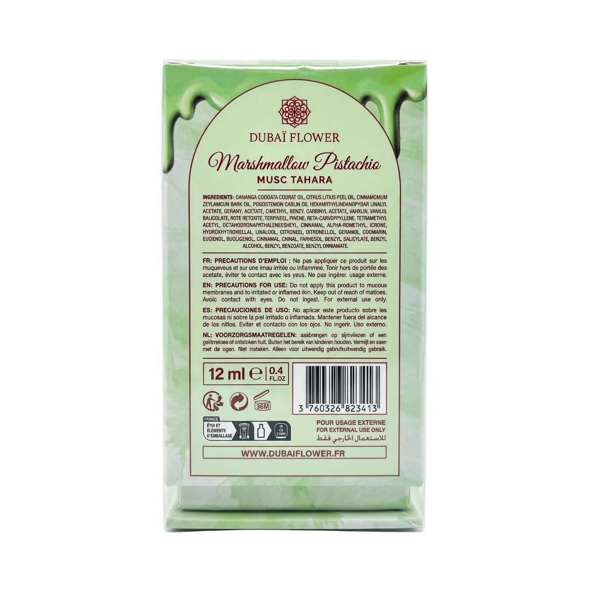 Dubaï Flower - Musc Tahara Marshmallow Pistachio - Parfum Concentré Mixte