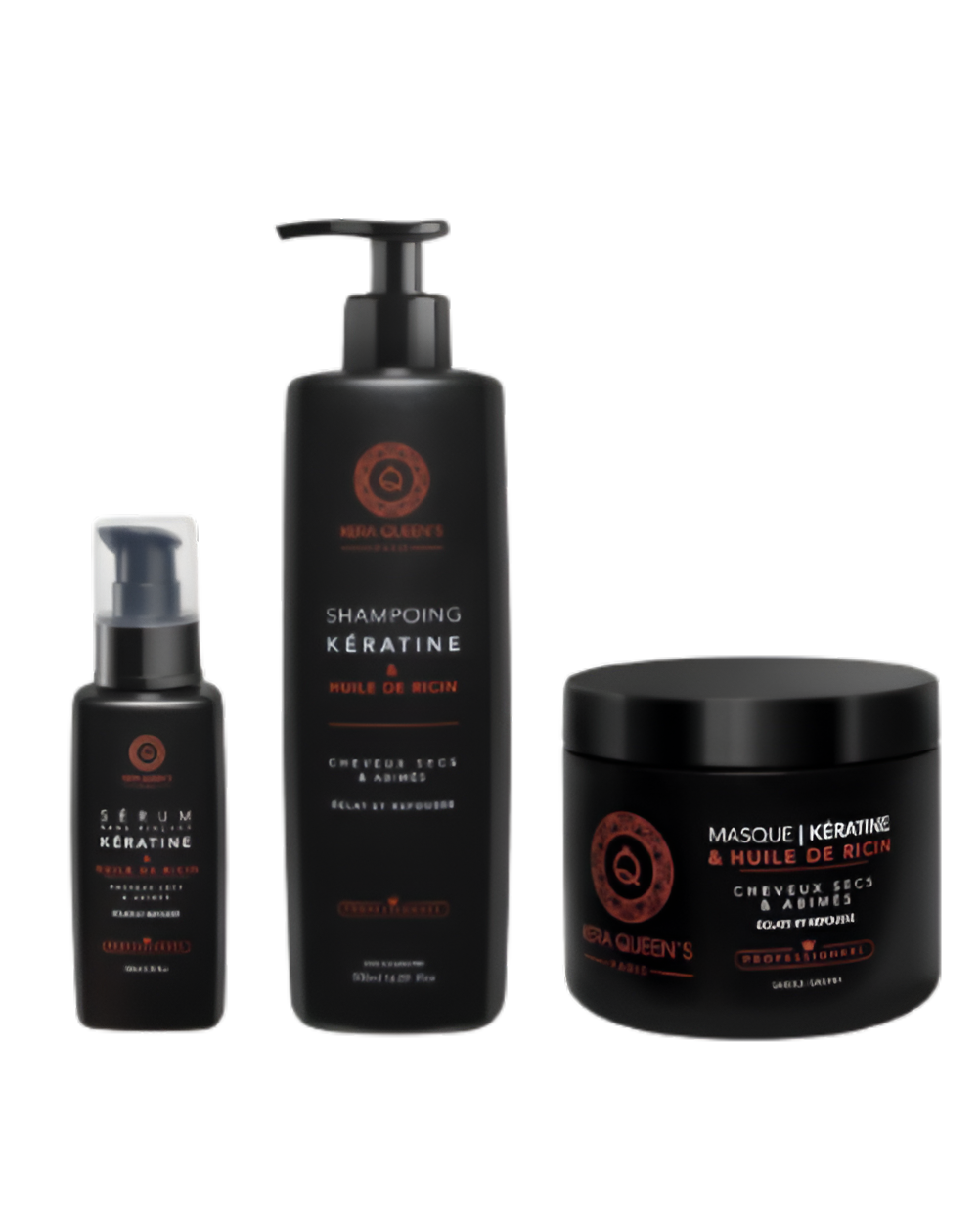 Kera Queen's - Trio Ricin et Kératine - Shampoing 500ml + Masque 500ml + Sérum 100ml