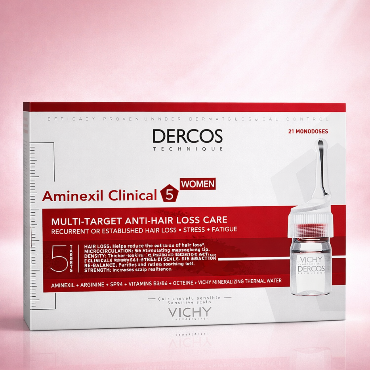 Vichy - Dercos Aminexil Intensive 5 Women Cuir Chevelu Sensible 21 Ampoule de 6ml