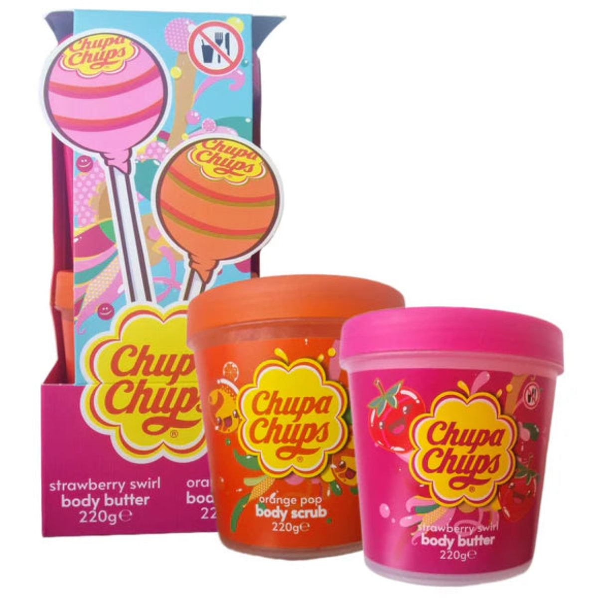 Chupa Chups - Coffret Crème Corporel Strawberry Swirl & Gommage Corporel Orange Pop