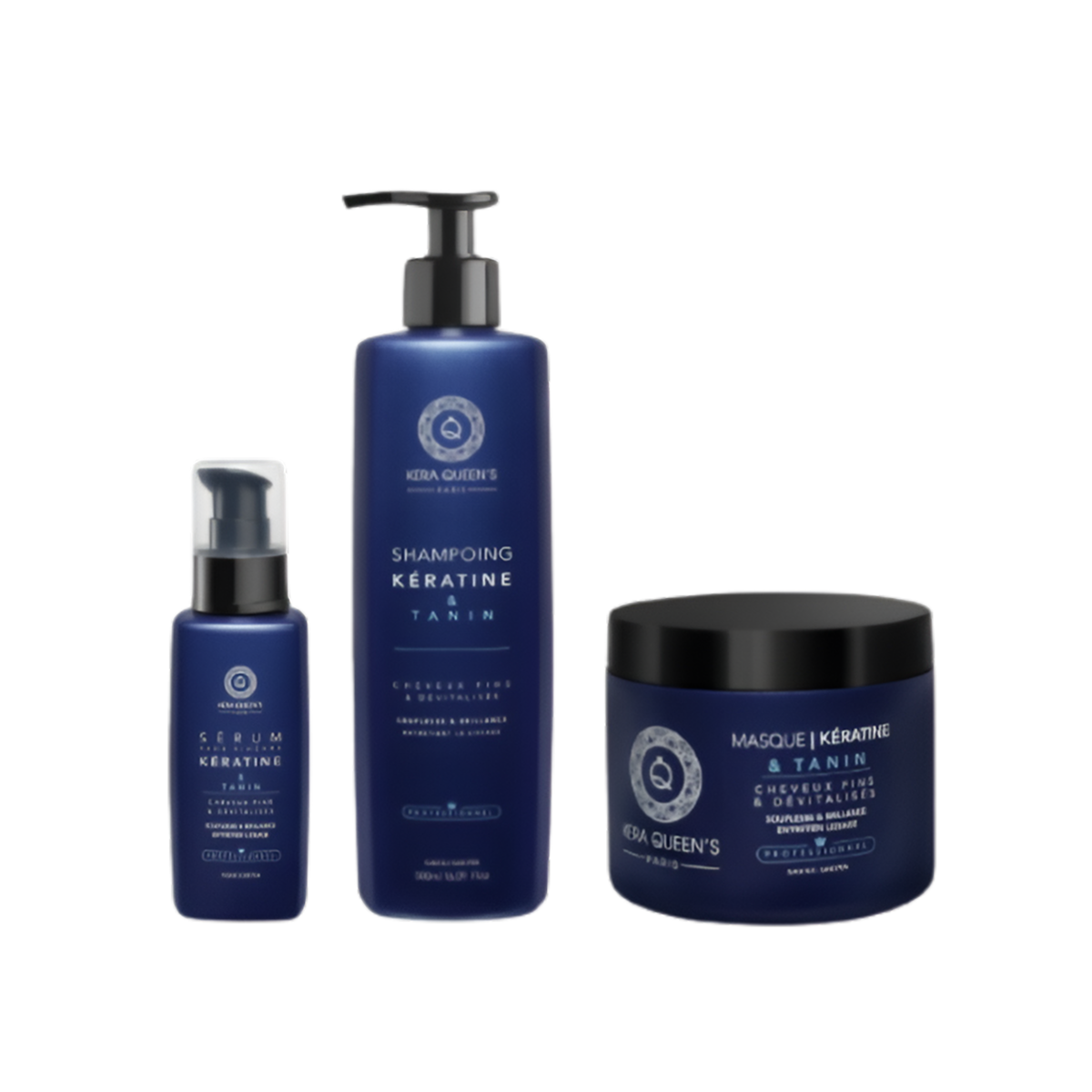 Kera Queen's - Trio Tanin et Kératine - Shampoing 500ml + Masque 500ml + Sérum 100ml