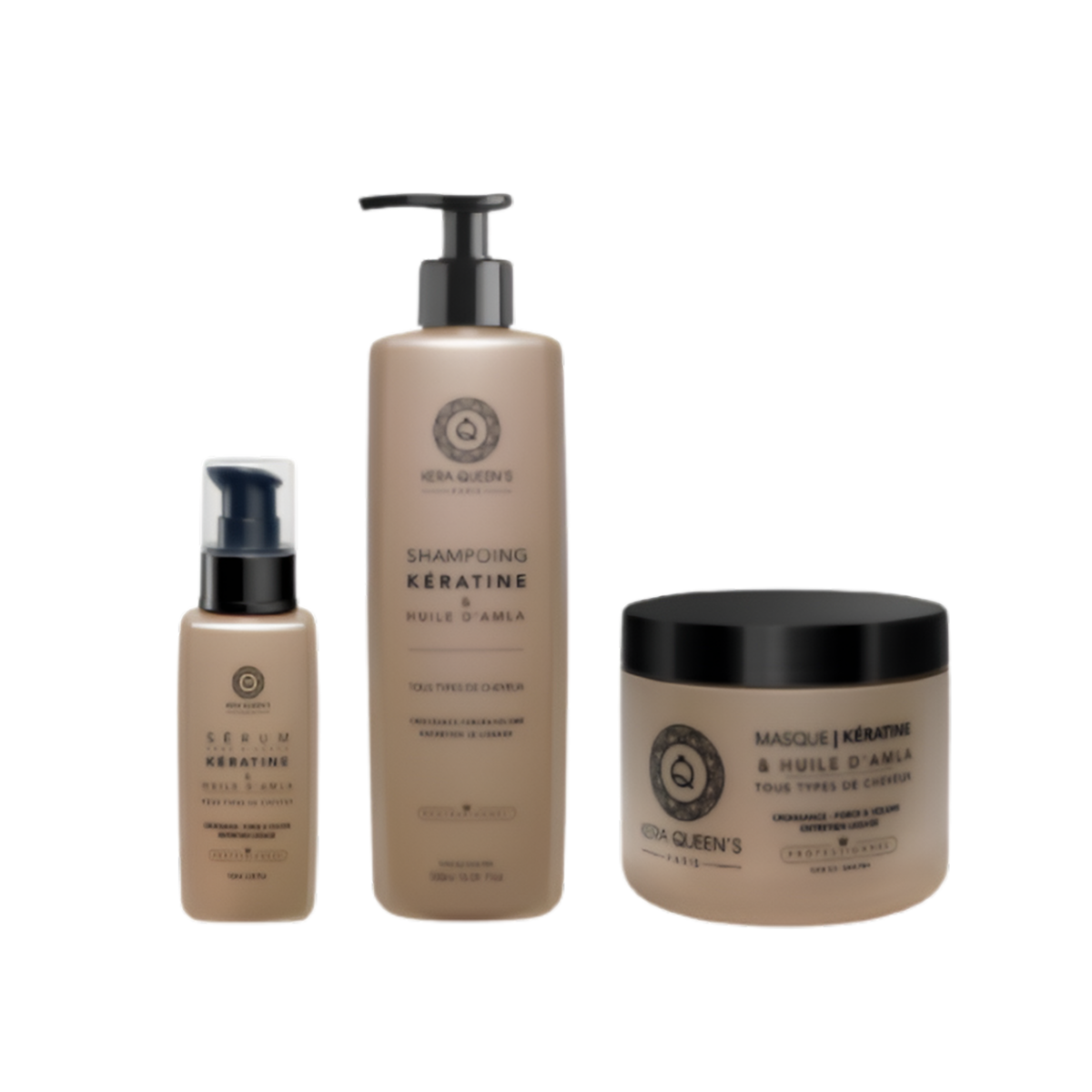 Kera Queen's - Trio Huile D’Amla et Kératine - Shampoing 500ml + Masque 500ml + Sérum 100ml