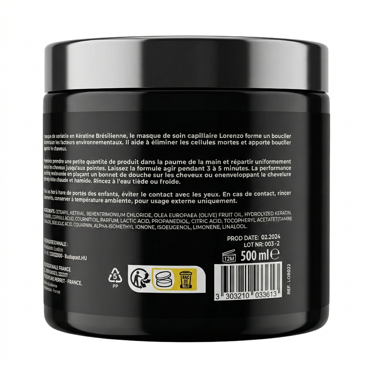Lorenzo Professional - Masque Capillaire Keratine Bresilienne 500ml