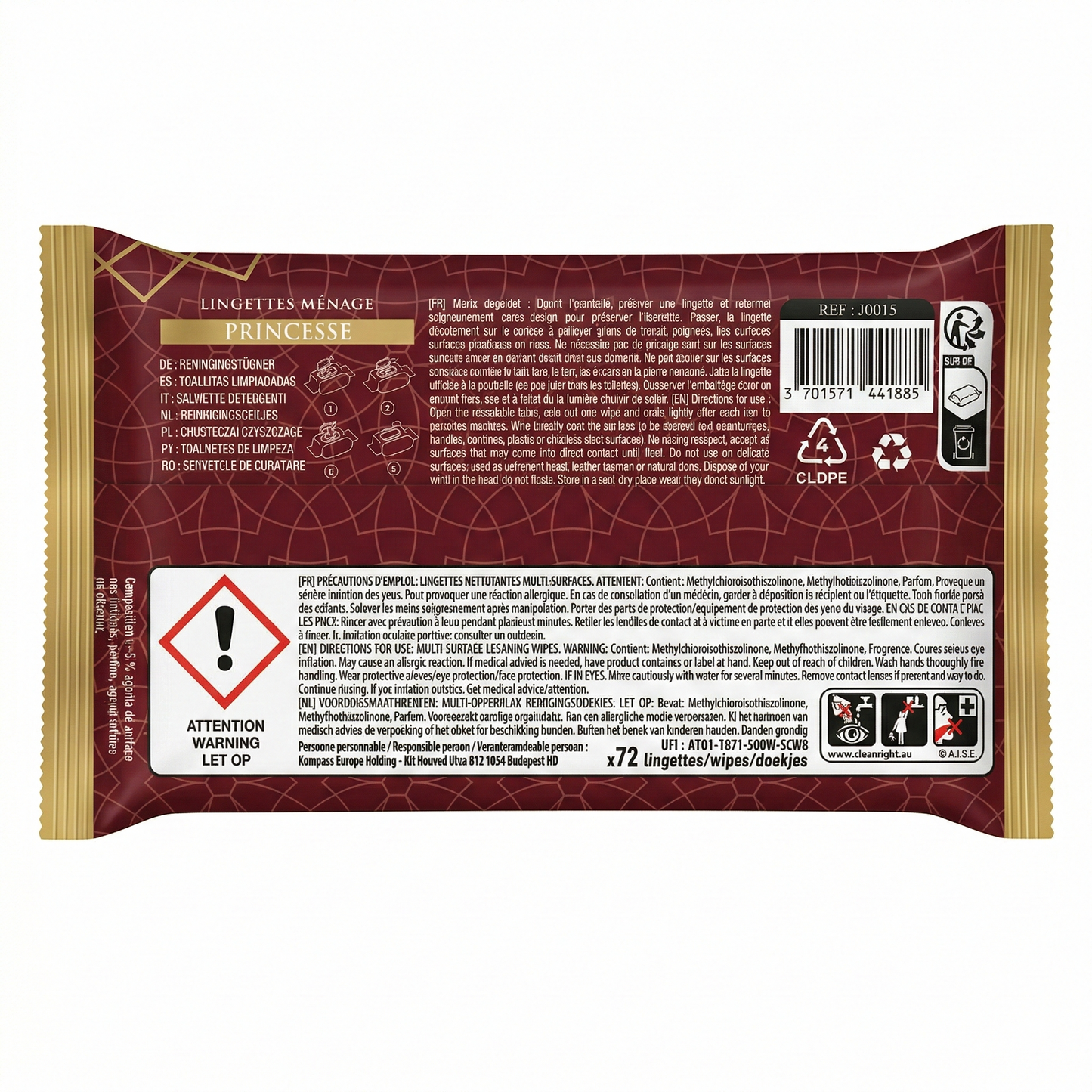 Dubai Style - Princess - Lingettes Humides Parfumees Visage et Corps x72 Lingette