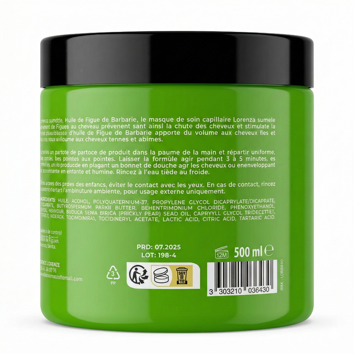 Lorenzo Professional - Figue de Barbarie - Masque Capillaire cheveux ternes