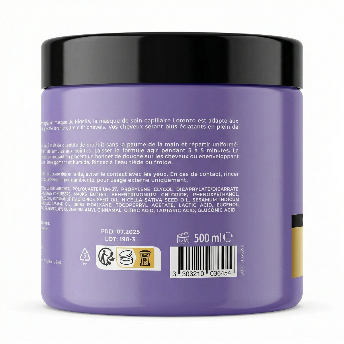 Lorenzo Professional - Huile de Graines de Nigelle - Masque Capillaire cheveux cassants