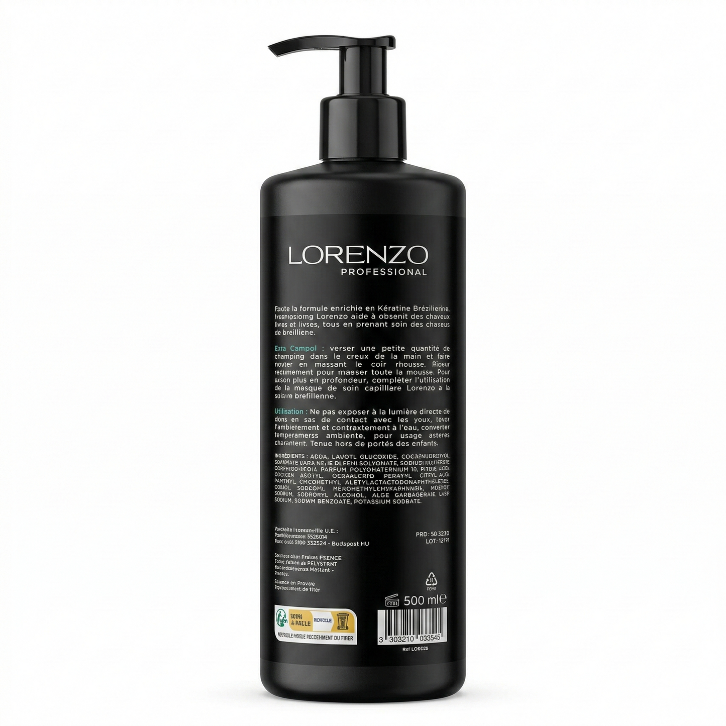 Lorenzo Professional - Shampooing Sans Sulfate a la Kératine Brésilienne