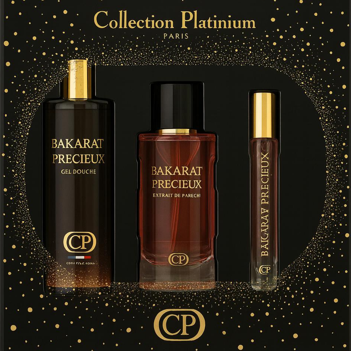 Collection Platinium - Coffret Bakarat Précieux Extrait de Parfum 100ml + Gel Douche 250ml + Extrait 10ml