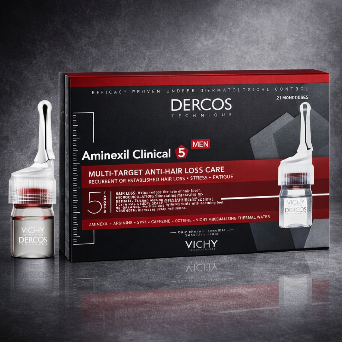 Vichy - Dercos Aminexil Intensive 5 Men Cuir Chevelu Sensible 21 Ampoule de 6ml