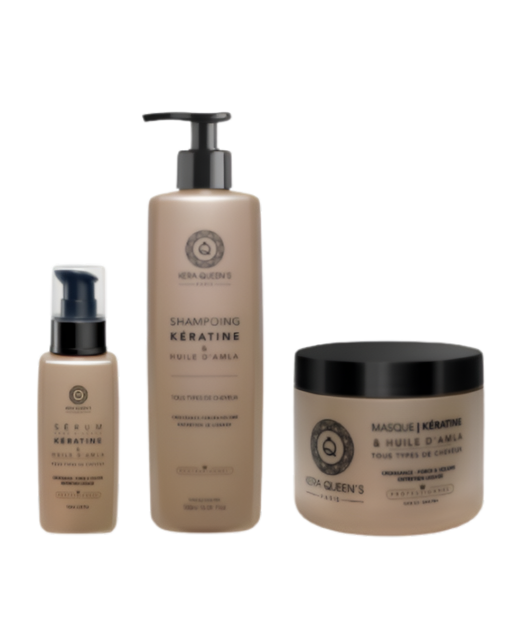 Kera Queen's - Trio Huile D’Amla et Kératine - Shampoing 500ml + Masque 500ml + Sérum 100ml
