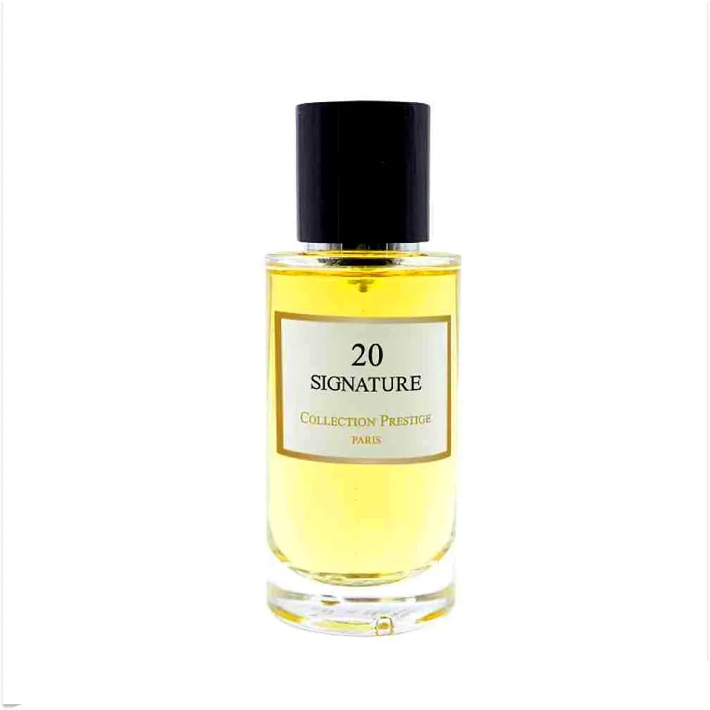 Luxurious Collection Prestige - Signature Eau de Parfum Mixte bottle with elegant design and golden accents, displayed on a sleek surface.