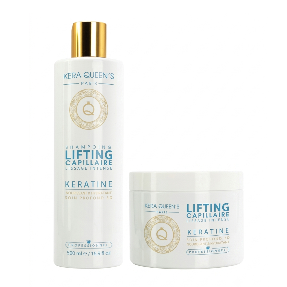 Kera Queen's - Duo Lifting Kératine intense soin profond 3D Shampoing 500ml + Masque 500ml