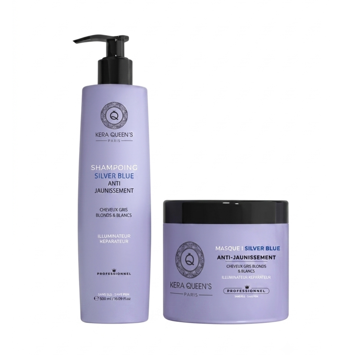 Kera Queen's - Silver Blue anti jaunissement Shampoing 500ml + Masque 500ml