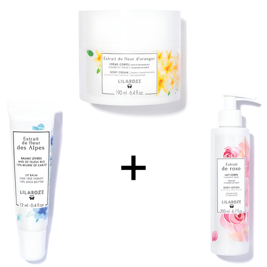 Lilaroze Paris - Pack Eau Micellaire Extrait de Rose Nettoie et Démaquille Bio + Gel Mains Nettoyant Extrait de Fleur d'Oranger +  Crème Mains Extrait de Fleur Des Alpes Nourrit et Protège