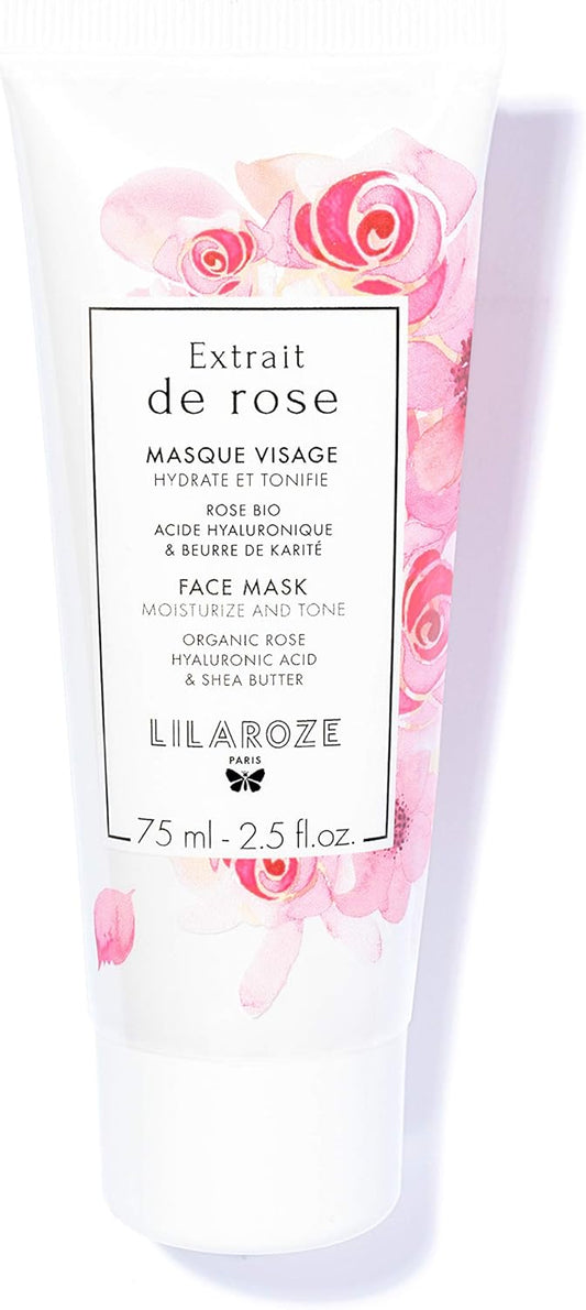 Lilaroze Paris - Masque Visage Extrait de Rose Hydrate et Tonifie