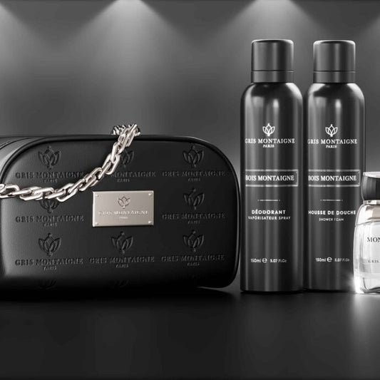 Kits de cosmétiques Trousse Bois Montaigne Extrait de Parfum + Déo 150ml + Mousse Douche 150ml de la marque Gris Montaigne mixte 80ml