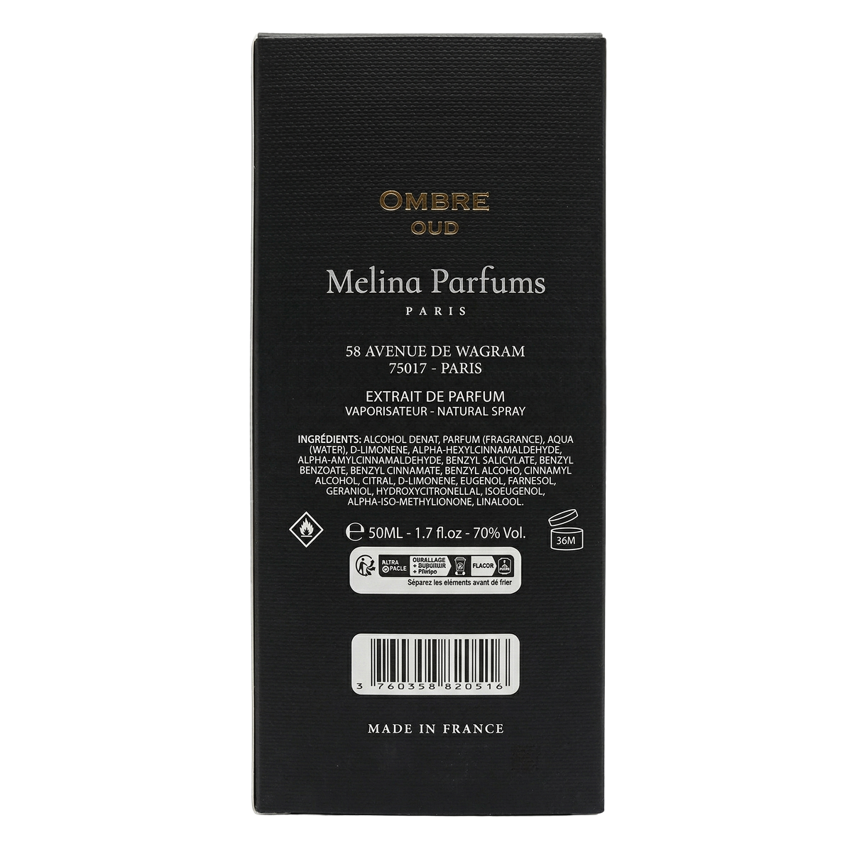 Melina Parfums - Ombre Oud Édition L’Obsidienne - Extrait de Parfum Mixte