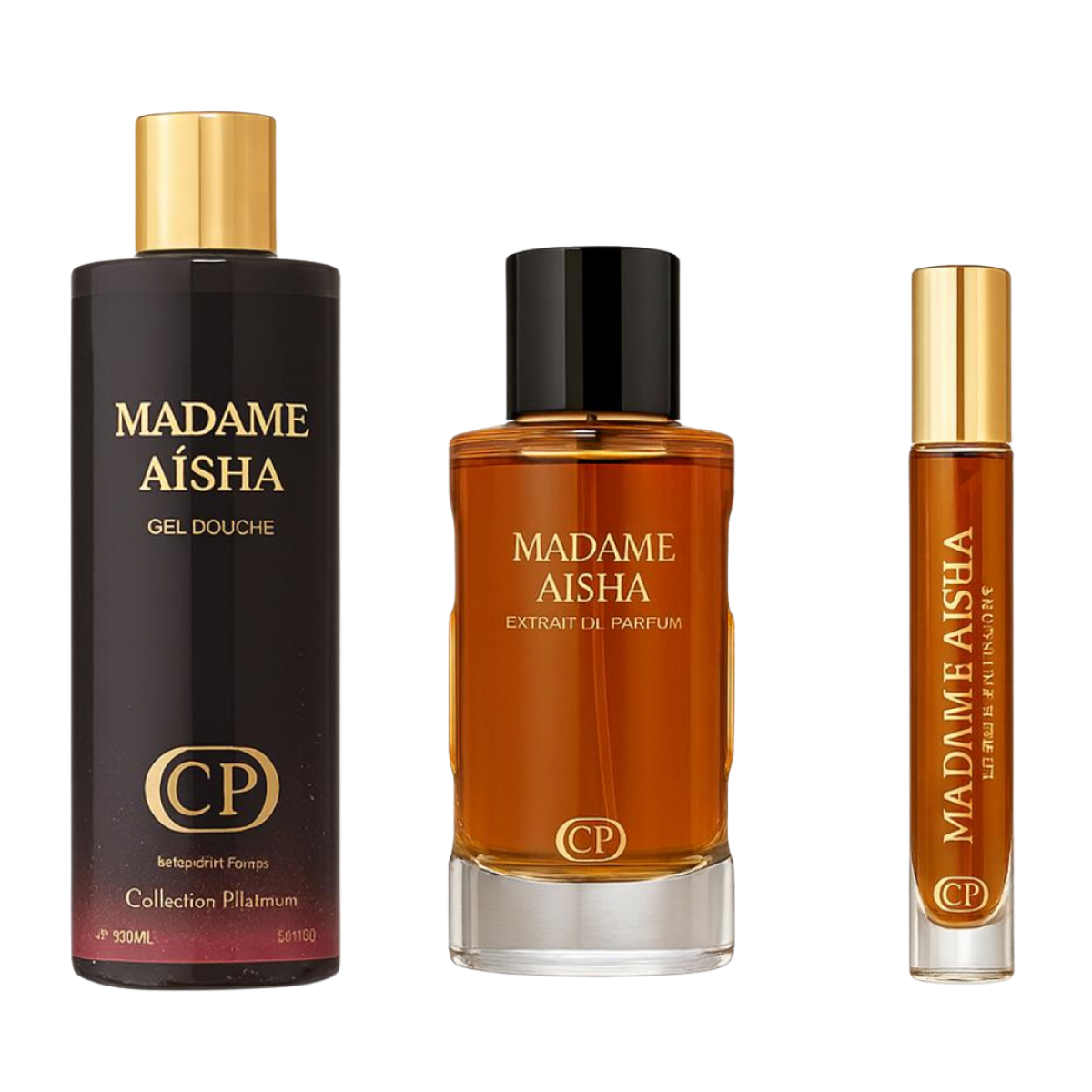 Collection Platinium - Coffret Madame Aïsha Extrait de Parfum 100ml + Gel Douche 250ml + Extrait 10ml