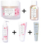 Lilaroze Paris - Pack Lait Corps Extrait de rose+ Gommage Visage Extrait de rose + Gommage Corps Extrait de rose  + Baume Levres Extrait de fleur d'Oranger +  Gel Main Extrait de fleur d'Oranger