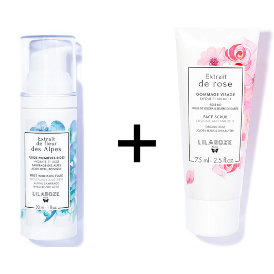 Lilaroze Paris - Pack Masque Visage Extrait de Rose Hydrate et Tonifie +  Fluide Première Rides Extrait de Fleur Des Alpes Hydrate et Lisse Acide Hyaluronique