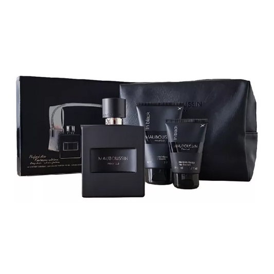 Mauboussin - Pour Lui in Black - Coffret Eau de Parfum , Gel Douche, Baume Après-Rasage & Trousse