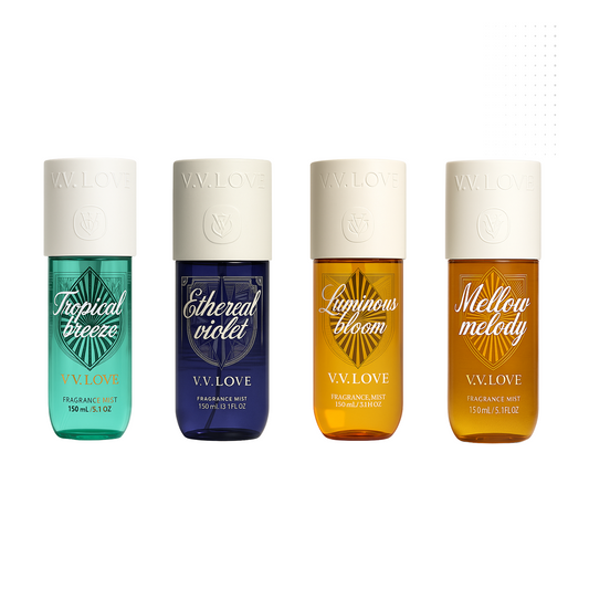 VV love - Pack Tropical Breeze + Ethereal Violet + Luminous Bloom + Mellow Melody - Brume Parfumée pour femme