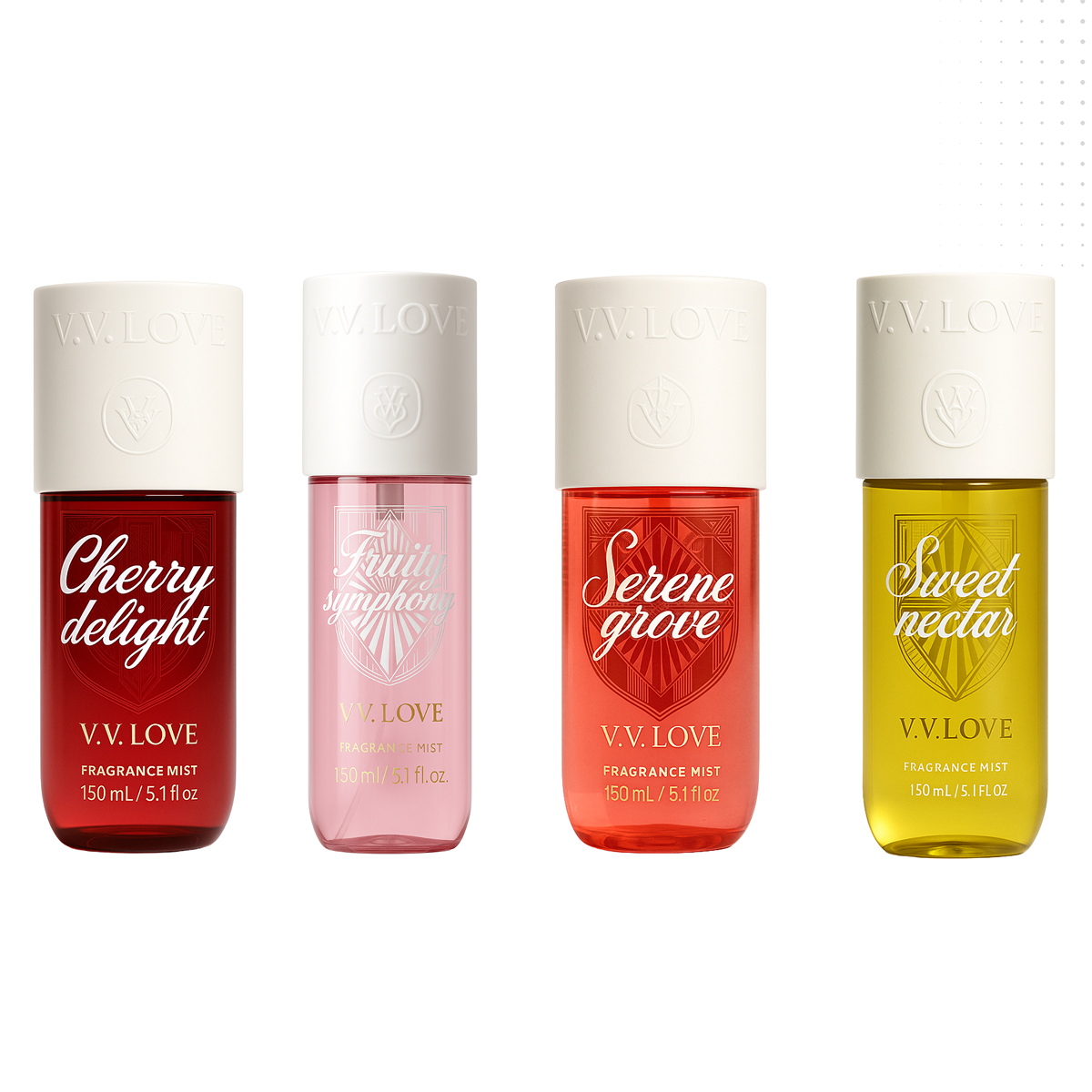 VV love - Pack Cherry Delight + Fruity Symphony + Serene Grove + Sweet Nectar - Brume Parfumée pour femme