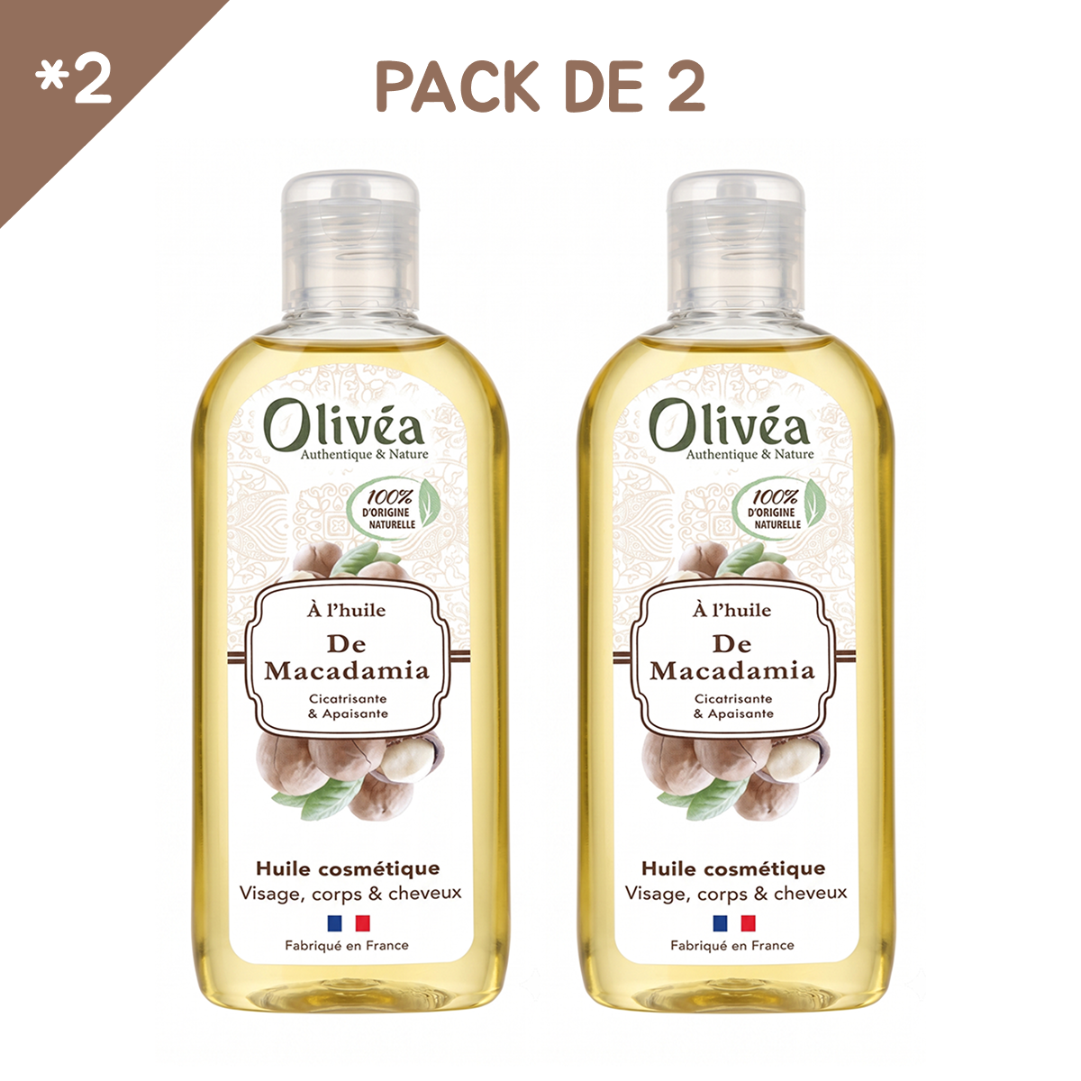 Olivéa - Huile de Macadamia - Huile Cicatrisante & Apaisante pour Visage