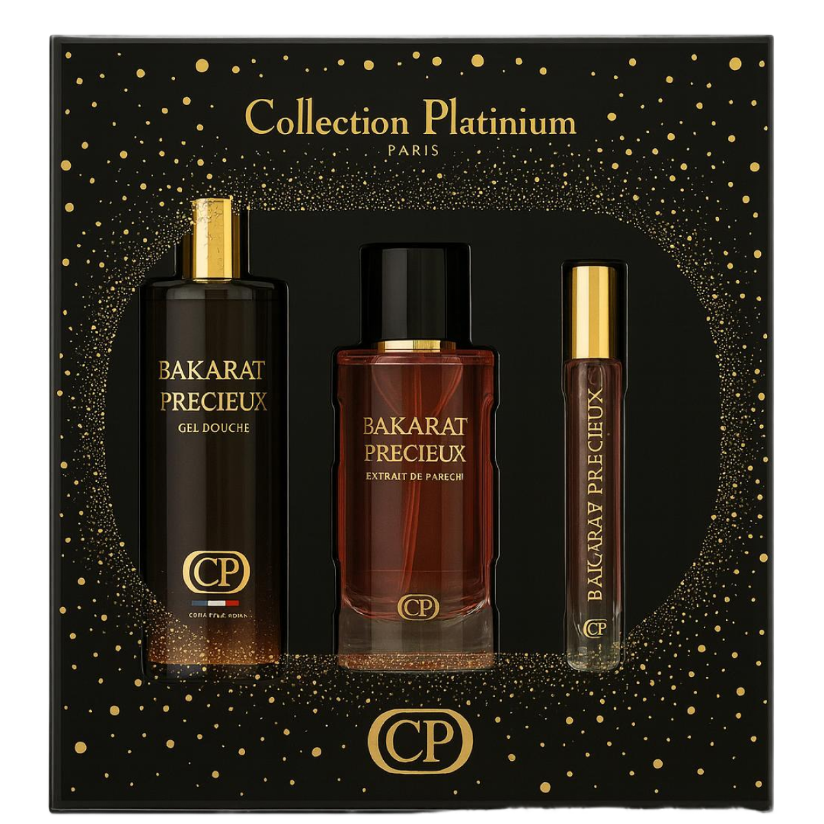 Collection Platinium - Coffret Bakarat Précieux Extrait de Parfum 100ml + Gel Douche 250ml + Extrait 10ml