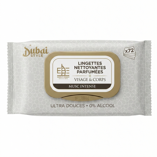 Dubai Style -  Musc Intense - Lingettes Humides Parfumees Visage et Corps X72