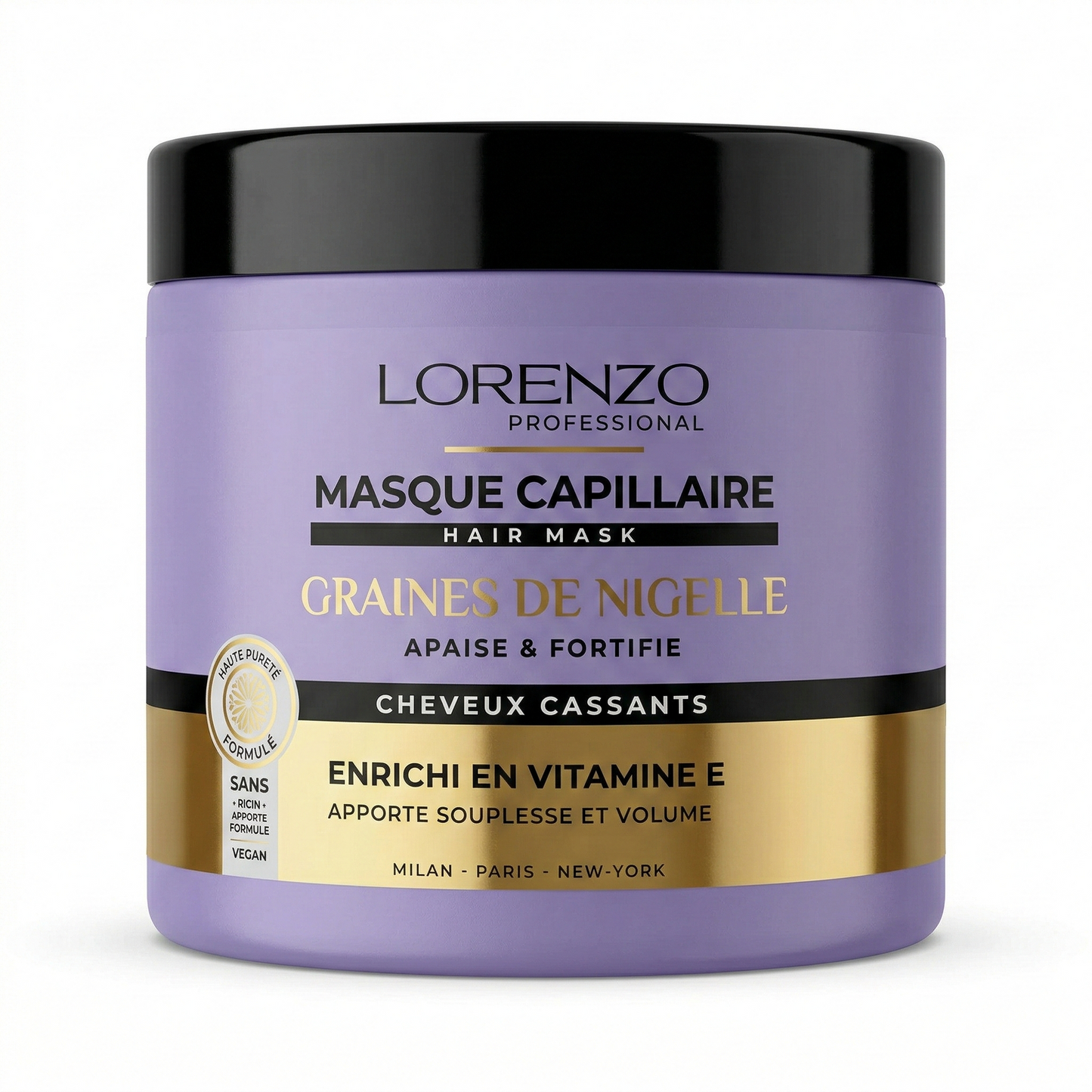 Lorenzo Professional - Huile de Graines de Nigelle - Masque Capillaire cheveux cassants