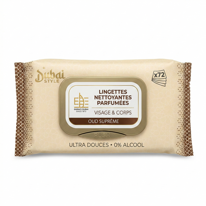 Dubai Style - Oud Sûpreme - Lingettes Humides Parfumées  X72 Visage et Corps