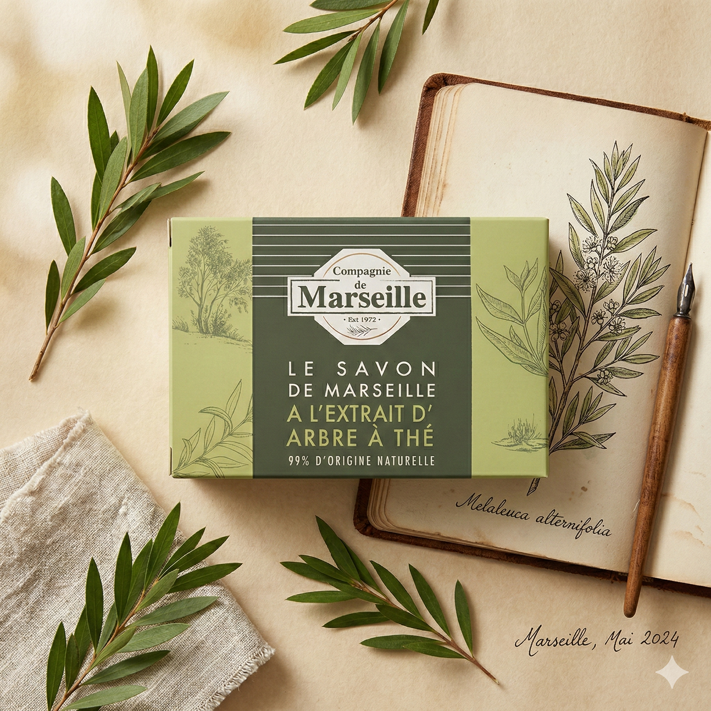 Compagnie de Marseille - Extrait d'Arbre a Thé - Savon de Marseille 99% d'Origine Naturelle