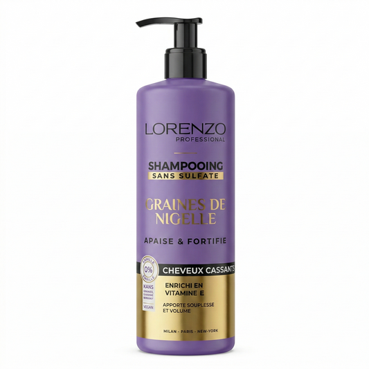 Lorenzo Professional - Huile de Graines de Nigelle - Shampooing Sans Sulfate cheveux cassants