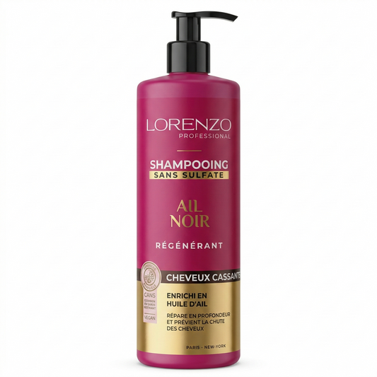 Lorenzo Professional - Shampooing a l'Ail Noir Sans Sulfate Cheveux Cassants