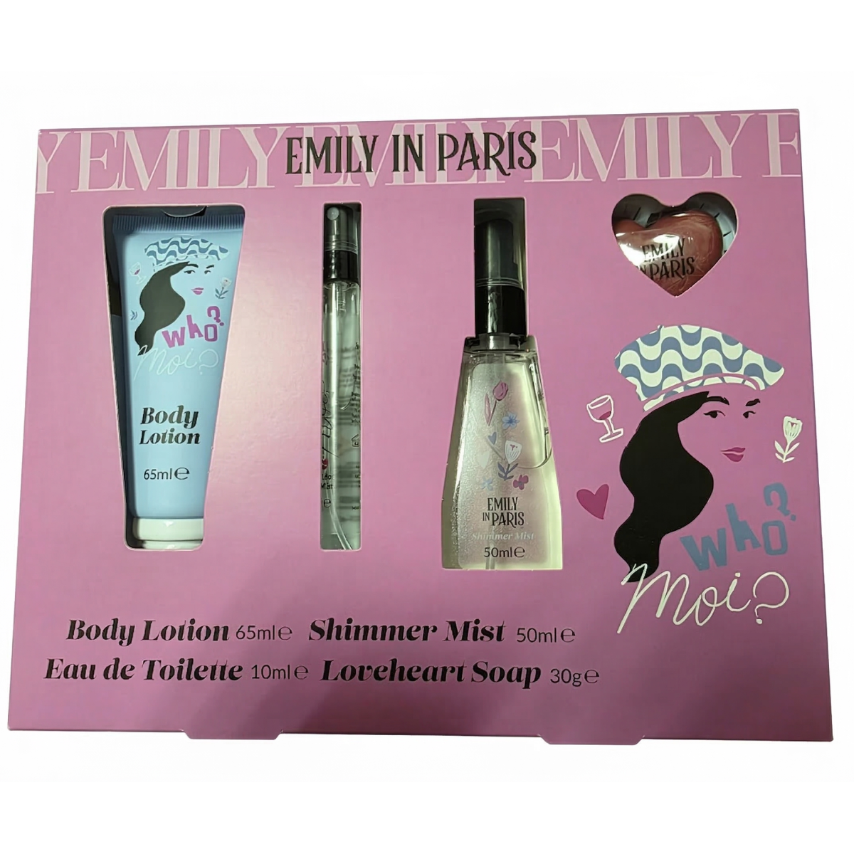 Emily in Paris - Coffret Body Lotion + Shimmer Mist + Eau de Toilette + Loveheart Soap