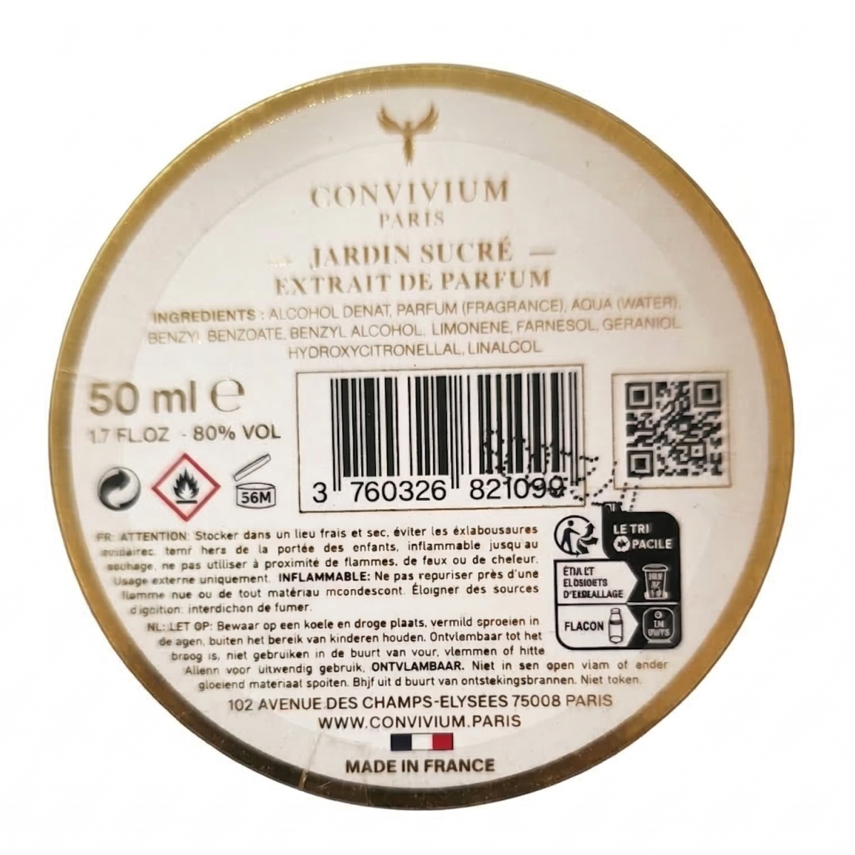 Convivium Paris - Jardin Sucré - Extrait de Parfum Mixte