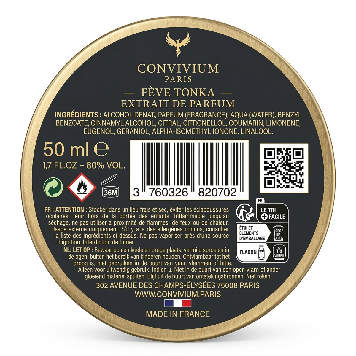 Convivium Paris - Fève Tonka - Extrait de Parfum Mixte