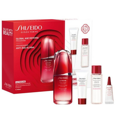 Shiseido - Programme Anti-Âge Global - Coffret Concentré Activateur Énergisant Ultimune 50 Ml
 + Mousse Nettoyante Clarifiante 15 Ml
 +Lotion Soin Équilibrante 30 Ml
 + Concentré Activateur Yeux Énergisant Ultimune 3 ml