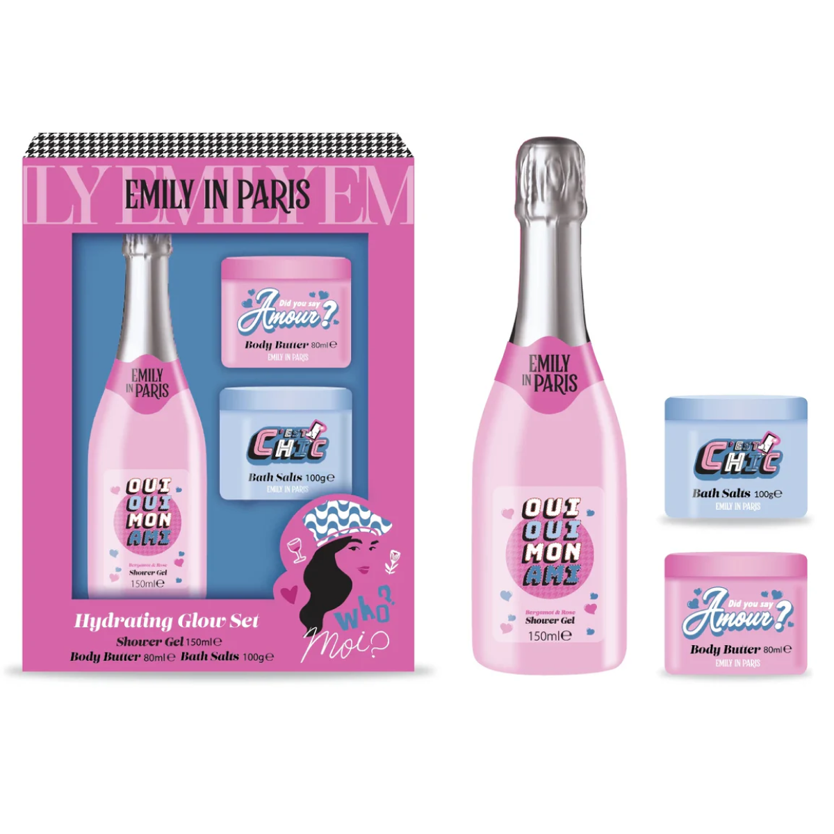 Emily in Paris - Hydrating Glow Set - Shower Gel + Body Butter + Bath Salts