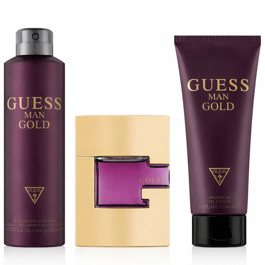 Guess - Man Gold - Coffret pour homme Déodorant 226ml + Eau de Toilette 75ml + Gel Douche 200ml