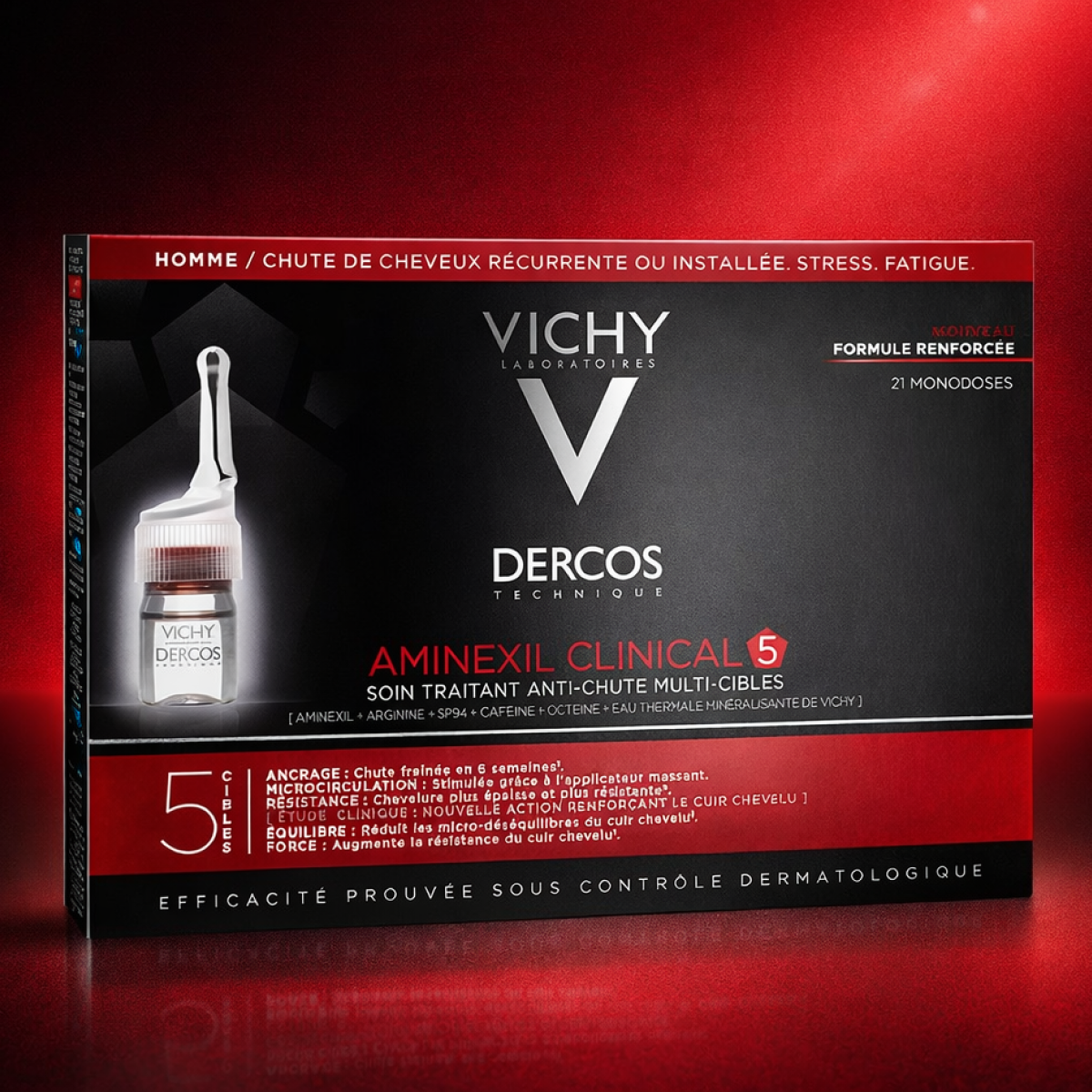 Vichy - Dercos Aminexil Intensive 5 Men Cuir Chevelu Sensible 21 Ampoule de 6ml