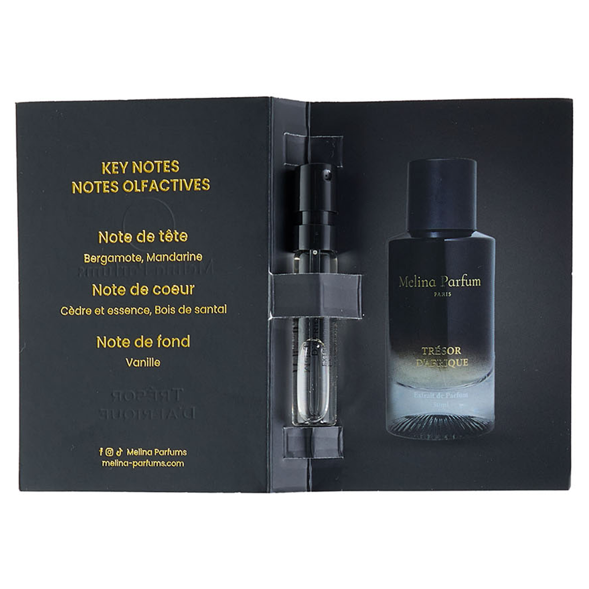 Melina Parfums - échantillons Trésor d'afrique