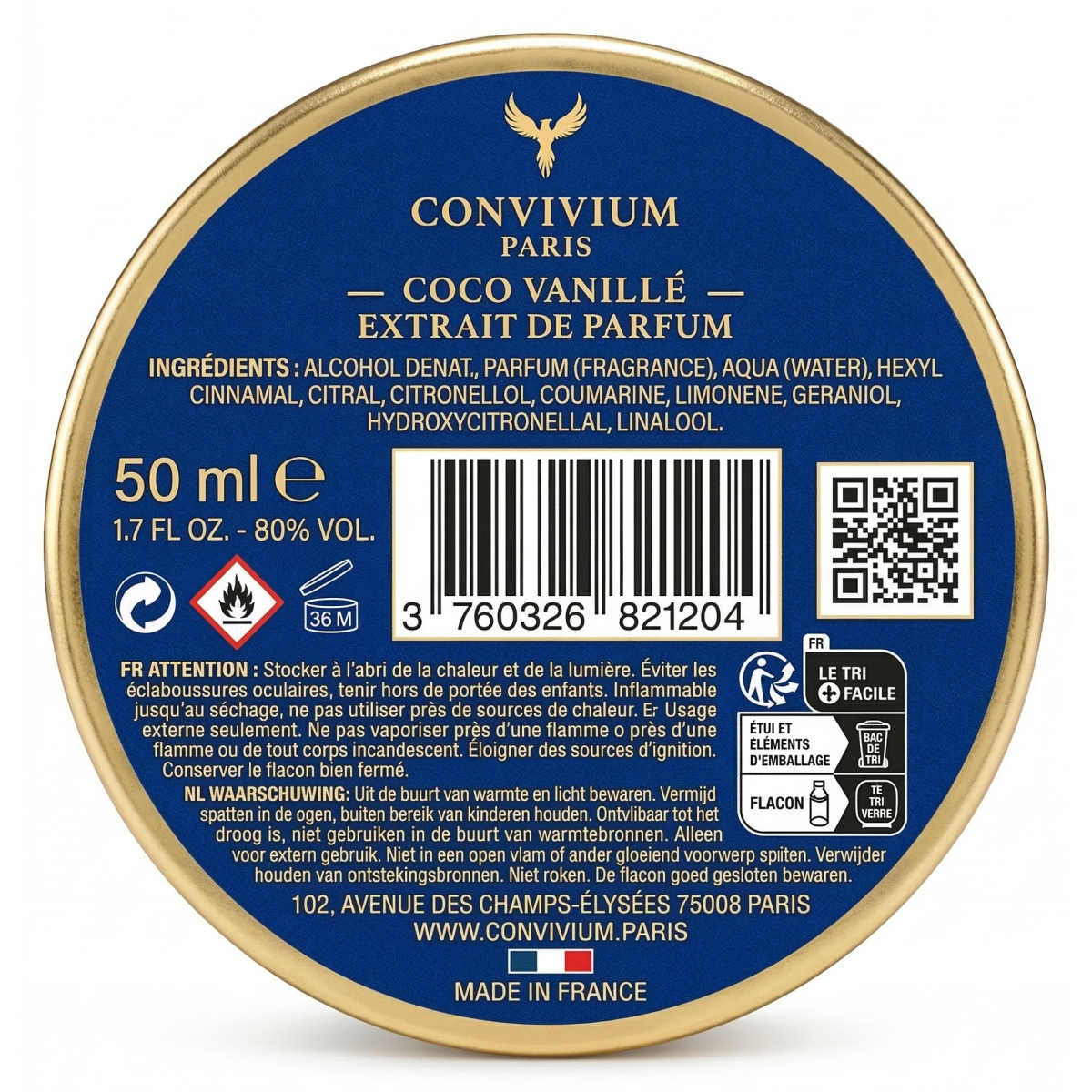 Convivium Paris - Coco Vanille - Extrait de Parfum Mixte