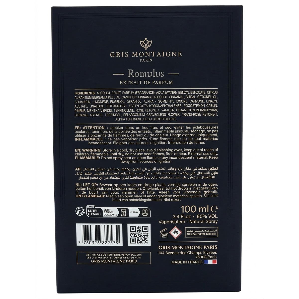 Gris Montaigne - Romulus - Extrait de Parfum pour Homme