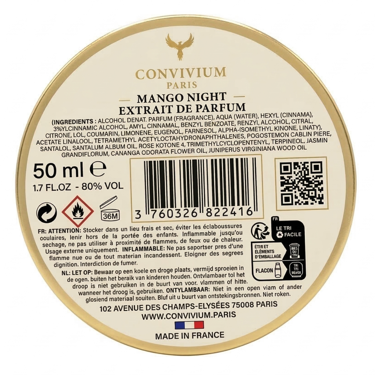 Convivium Paris - Mango Night - Extrait de Parfum Mixte