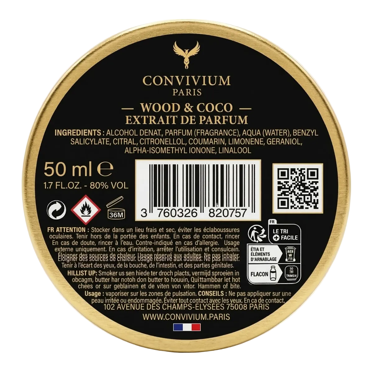 Convivium Paris - Wood & Coco - Extrait de Parfum Mixte