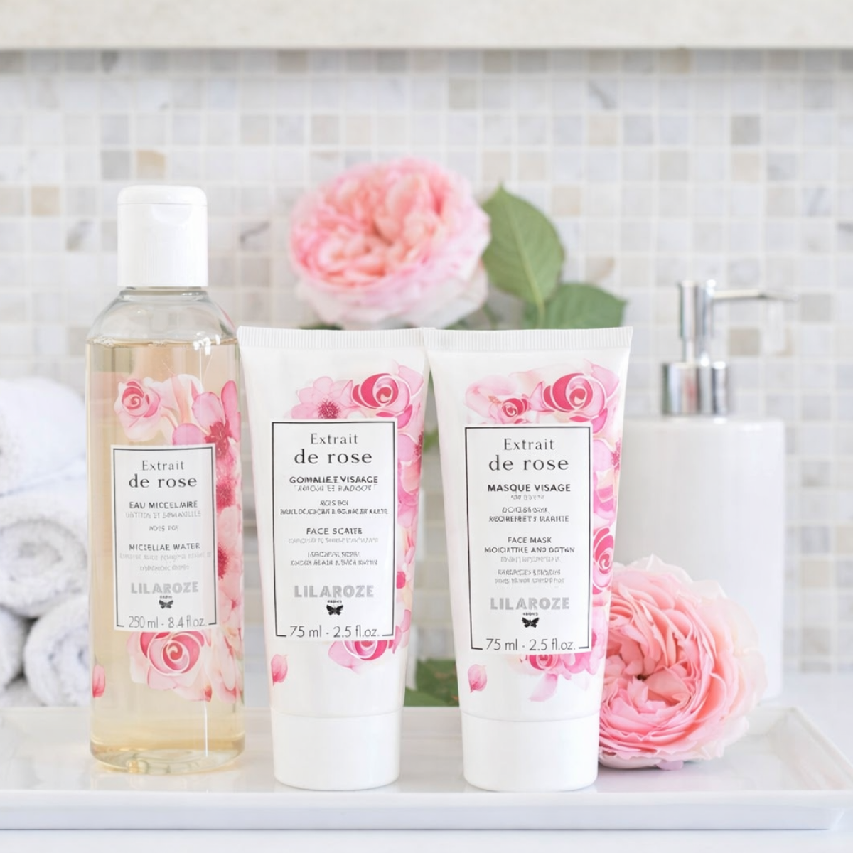 Lilaroze Paris - Masque Visage Extrait de Rose Hydrate et Tonifie