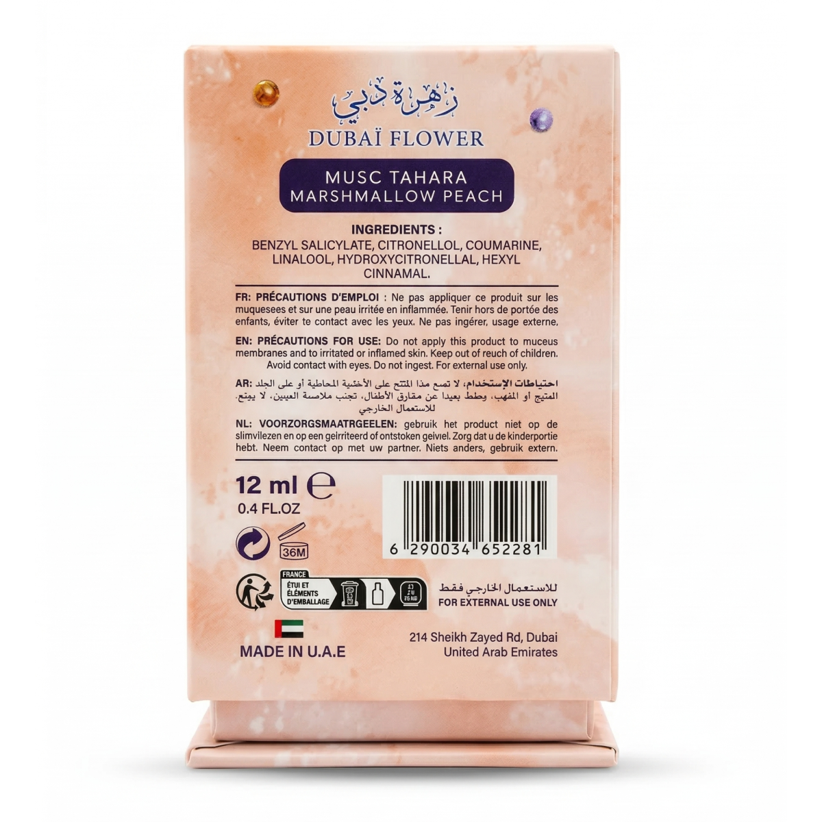 Dubaï Flower - Musc Tahara Marshmallow Peach - Concentré de Parfum Mixte